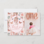 Carte De Remerciements Photo Boho Fairy First Girl's 1st Birthday (Devant)