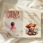 Carte De Remerciements Photo Boho Holy Cow Highland Cow 1er anniversaire<br><div class="desc">Express votre gratitude dans le style avec notre Photo Cute Highland Cow 1st Birthday Carte de remerciements. Cette carte de charme combine l’attrait fantastique d’une vache Highland avec une photo personnalisée, ce qui en fait une façon mémorable de remercier vos invités pour la célébration du jalon de votre petite. Doté...</div>
