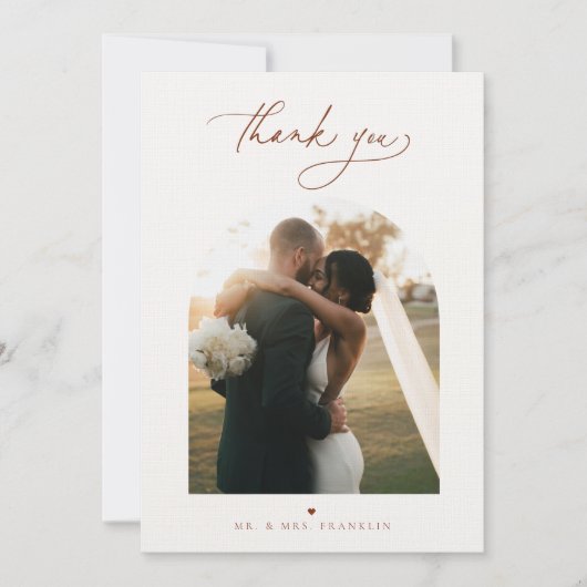 Carte de remerciements photo Boho Script Mariage m (Devant)