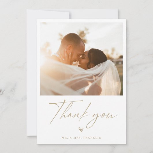 Carte de remerciements photo Boho Script Mariage m (Devant)