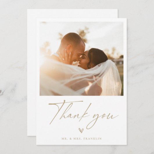 Carte de remerciements photo Boho Script Mariage m (Devant / Derrière)