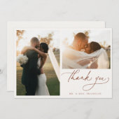 Carte de remerciements photo Boho Script Mariage m (Devant / Derrière)