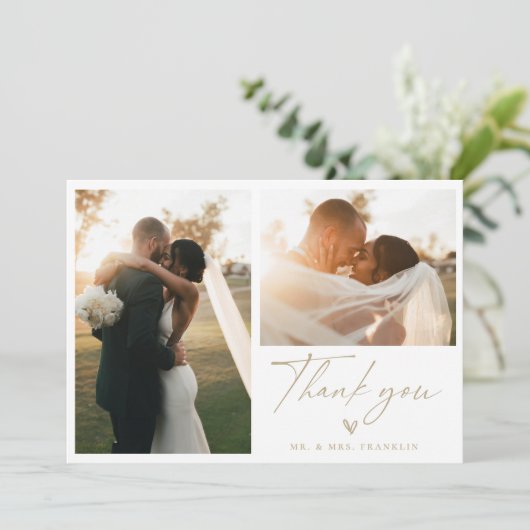 Carte de remerciements photo Boho Script Mariage m (Debout devant)