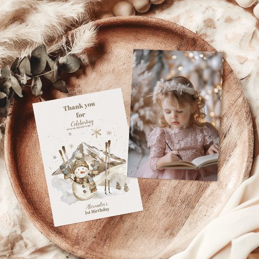 Carte De Remerciements Photo Boho Winter Onederland Anniversaire
