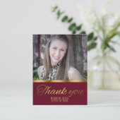 Carte de remerciements photo Bourgogne et Gold Gra (Debout devant)
