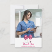 Carte De Remerciements Photo Bow Stethoscope Nurse School Graduate (Devant)