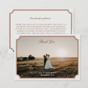 Carte de remerciements photo Brown vintage & Ecru 