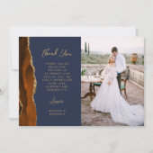 Carte De Remerciements Photo Brûlé Orange Agate Marine Mariage de script  (Devant)