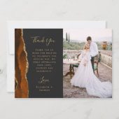 Carte De Remerciements Photo Burnt Orange Agate Gold Mariage Script (Devant)