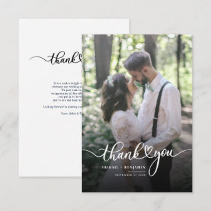 Carte De Remerciements Photo calligraphié mariage