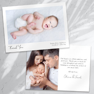Carte De Remerciements Photo Calligraphie Nom Naissance Statistiques Nouv