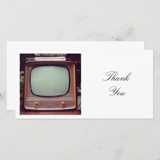 Carte De Remerciements Photo carré - Vieux Télévision (Devant / Derrière)