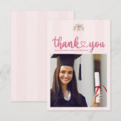 Carte De Remerciements Photo Célébration des Grad Bow Rose (Devant / Derrière)