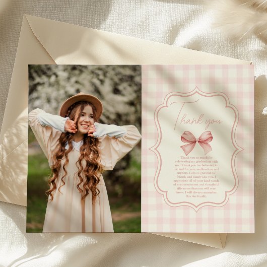 Carte De Remerciements Photo Chic Coquette Pink Bow 30e anniversaire