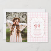Carte De Remerciements Photo Chic Coquette Pink Bow 30e anniversaire (Devant)