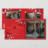 Carte De Remerciements Photo chinoise du Mariage Xie Xie Xie (Devant / Derrière)