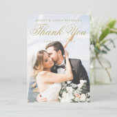 Carte de remerciements photo classique Elegant Gol (Debout devant)