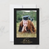 Carte De Remerciements Photo Classy Elegant Black Gold Script Graduation (Devant)