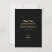 Carte De Remerciements Photo Classy Elegant Black Gold Script Graduation (Dos)