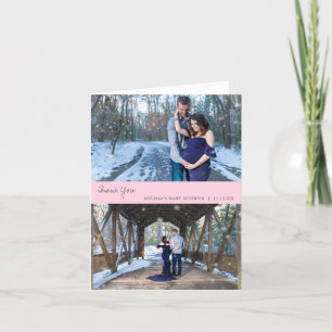 Carte De Remerciements Photo Collage Baby shower rose