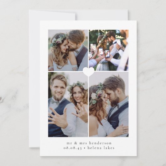 Carte De Remerciements Photo Collage Mariage (Devant)