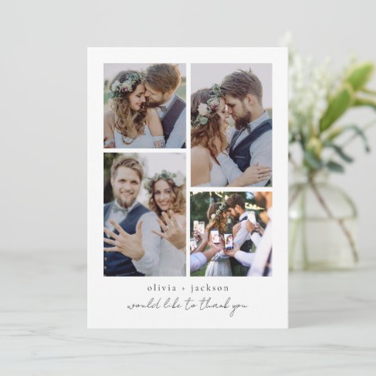 Carte De Remerciements Photo Collage Mariage (Debout devant)