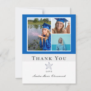 Carte De Remerciements Photo Collage Nautique Marine Blue Starfish diplôm