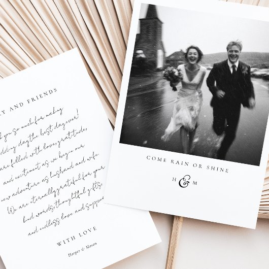 carte de remerciements photo "COME RAIN OR SHOING"