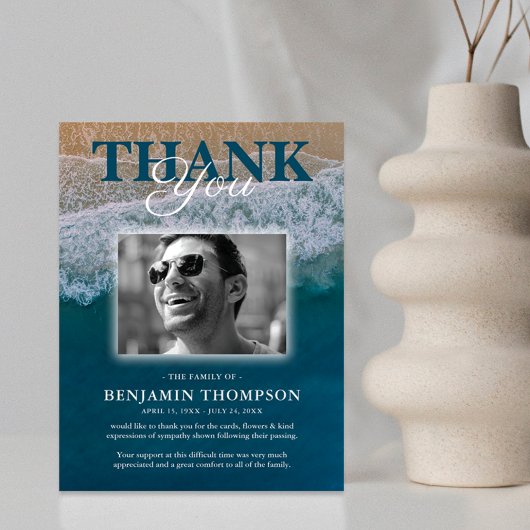 Carte De Remerciements Photo commémorative des funérailles de la plage