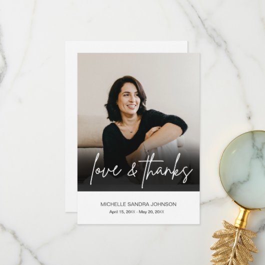 Carte De Remerciements Photo commémorative funéraire simple (Devant/Arrière en situation)