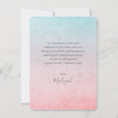 Carte De Remerciements Photo complète de dos en aquarelle pastel aqua (Dos)