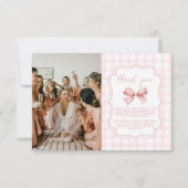 Carte De Remerciements Photo Cute Pink Bow Fête des mariées (Devant)