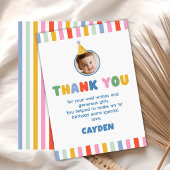 Carte De Remerciements Photo d'anniversaire 1 an garçon coloré