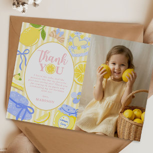 Carte De Remerciements Photo d'anniversaire 1 an Lemon Citrus Summer Lemo