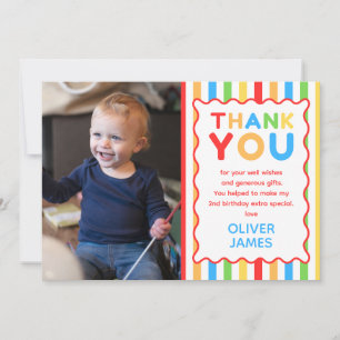 Carte De Remerciements Photo d'anniversaire 2 ans Coloré Amusant