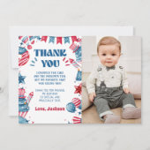Carte De Remerciements Photo d'anniversaire 4 juillet Little Firecracker (Devant)