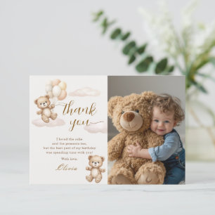 Carte De Remerciements Photo d'anniversaire avec un ours en peluche