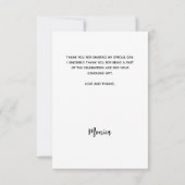 Carte De Remerciements Photo d'anniversaire blanc simple élégant (Dos)