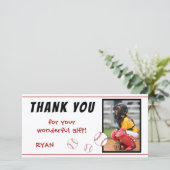 Carte De Remerciements Photo d'anniversaire de baseball pour enfants (Debout devant)