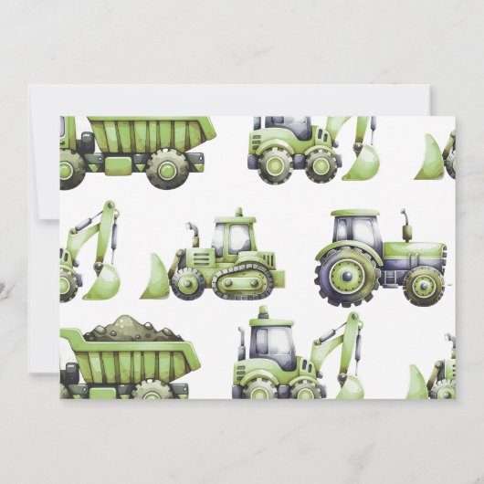 Carte De Remerciements Photo d'anniversaire de camion de construction Pel (Dos)