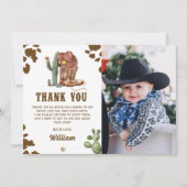 Carte De Remerciements Photo d'anniversaire de cow-boy de rodéo occidenta (Devant)