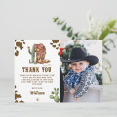 Carte De Remerciements Photo d'anniversaire de cow-boy de rodéo occidenta (Debout devant)