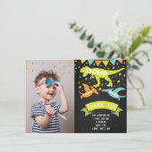 Carte De Remerciements Photo d'anniversaire de Dinosaur (Debout devant)