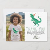 Carte De Remerciements Photo d'anniversaire de dinosaure amusant Roarsome (Devant)
