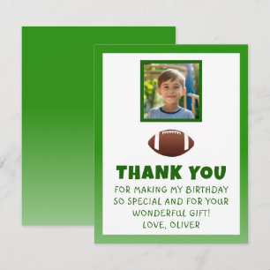 Carte De Remerciements Photo d'anniversaire de football américain