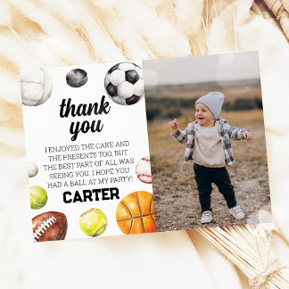 Carte De Remerciements Photo d'anniversaire de garçon pour la première an