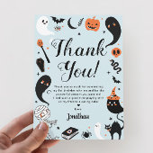 Carte De Remerciements Photo d'anniversaire de l'Halloween bleu