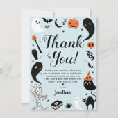 Carte De Remerciements Photo d'anniversaire de l'Halloween bleu (Devant)
