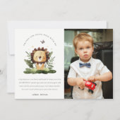 Carte De Remerciements Photo d'anniversaire de lion d'animal de jungle tr (Devant)
