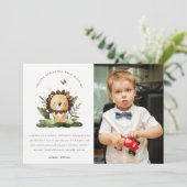 Carte De Remerciements Photo d'anniversaire de lion d'animal de jungle tr (Debout devant)